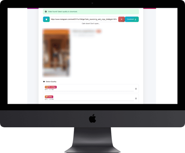 Click your quality button it downloads then turns green. Click again to save.