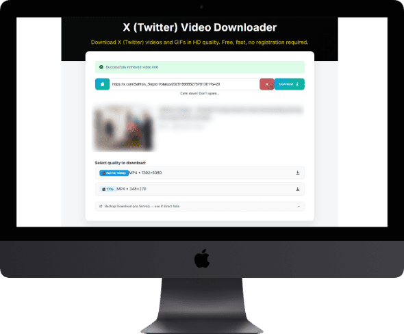 Select your preferred resolution. Use Backup Download if direct fails.