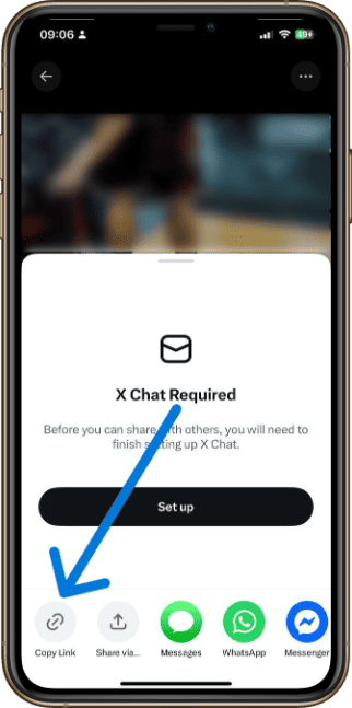 Click Share Copy link to post to copy the tweet URL